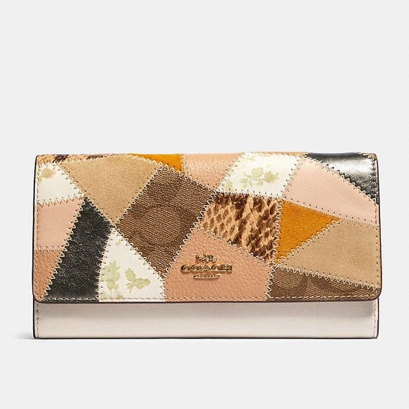 Coach Trifold Leather Wallet with Patchwork, EXCELLENT! Retail $278 - Picture 1 of 12